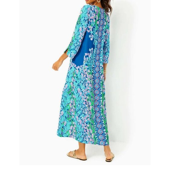 NEW LILLY PULITZER SIZE 6 NOLAND MAXI DRESS *SEACRET ESCAPE* BARTON BLUE - Picture 2 of 3